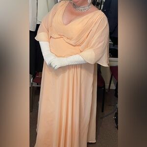 Beautiful Peach Prom Formal Chiffon Dress